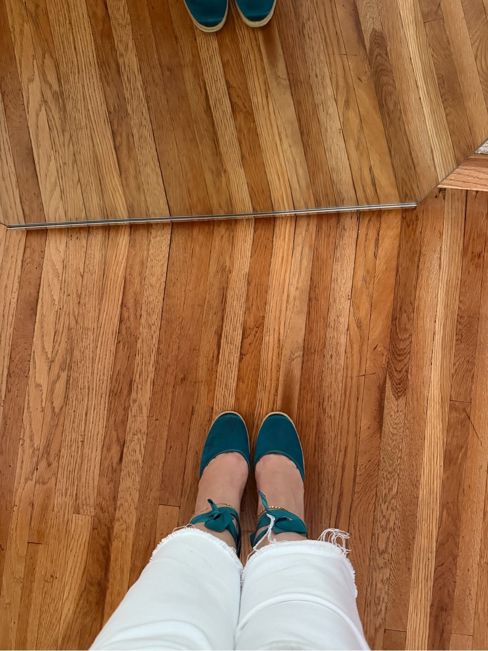 Nine West Teal Ankle-Tie Flats